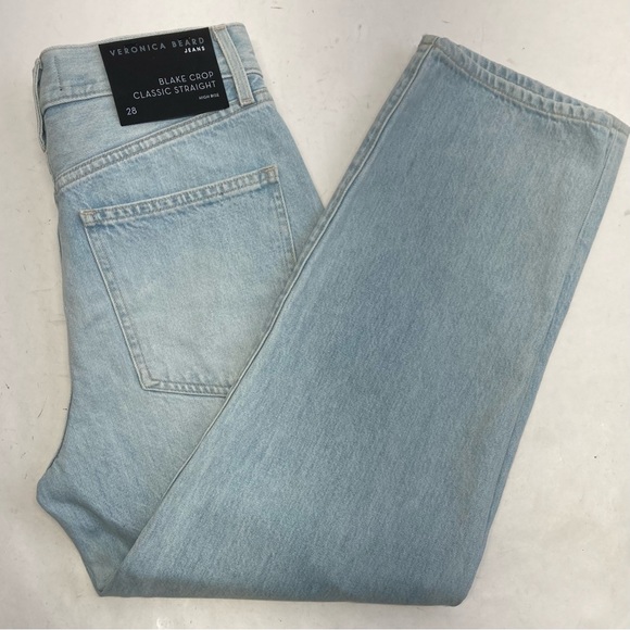 Veronica Beard Blake High-Rise Classic Straight Crop Jeans Aire Wash Size 28 - Picture 17 of 17